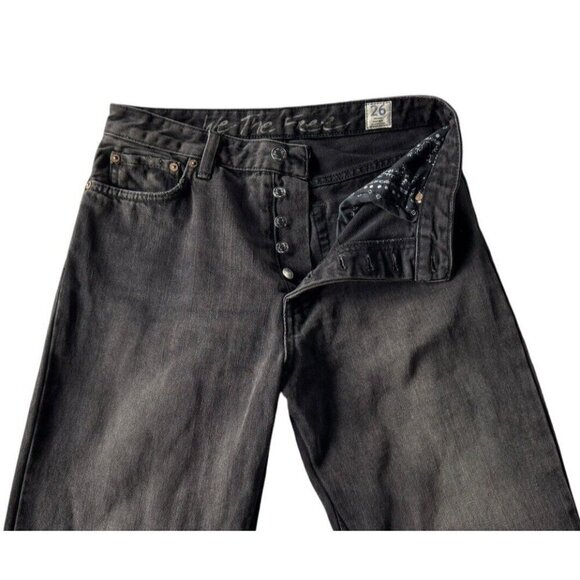 We The Free Womens 26 Black Regular High Rise Button Fly Slouchy Raw Hem Jeans - Picture 4 of 10